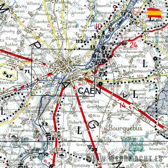 Mapa Militar Alemán - Caen 1943 - 1189 x 841 mm