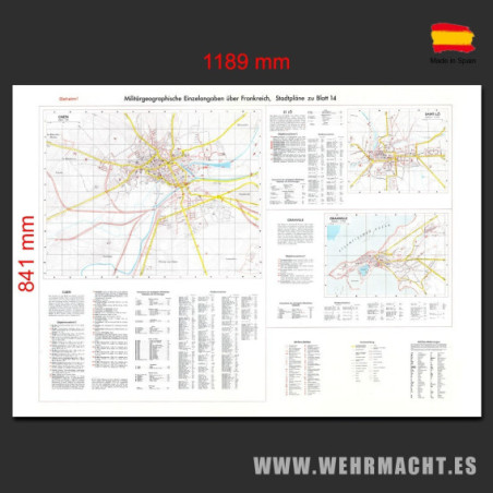 Mapa Militar Alemán - Caen 1943 - 1189 x 841 mm
