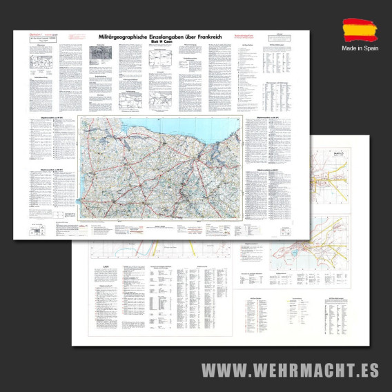 Mapa Militar Alemán - Caen 1943 - 1189 x 841 mm