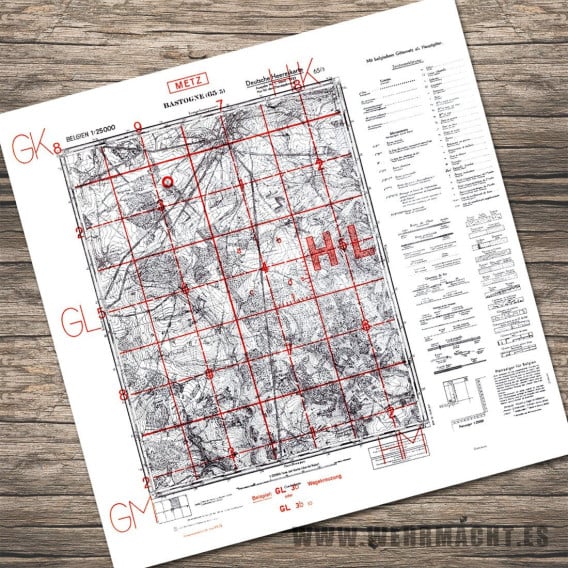 Mapa Alemán - Bastogne 1933 (Belgica)