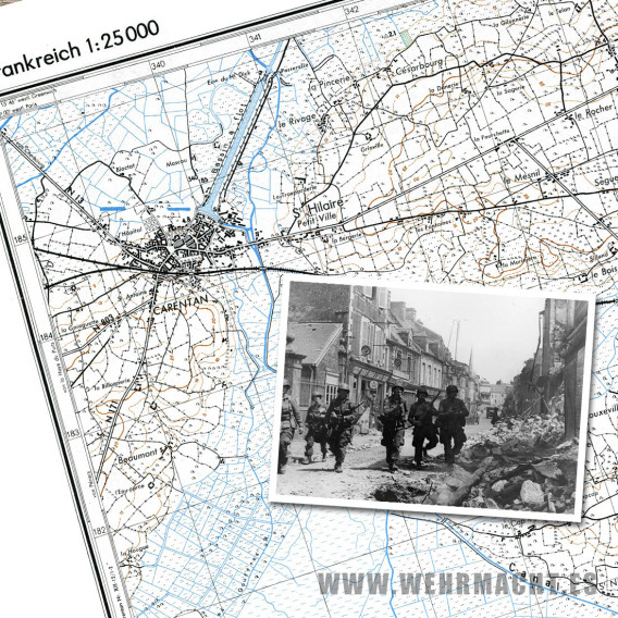 Mapa Militar Alemán - Carentan 3-4 (1943)