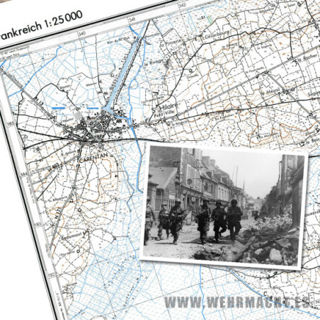 Mapa Militar Alemán - Carentan 3-4 (1943)