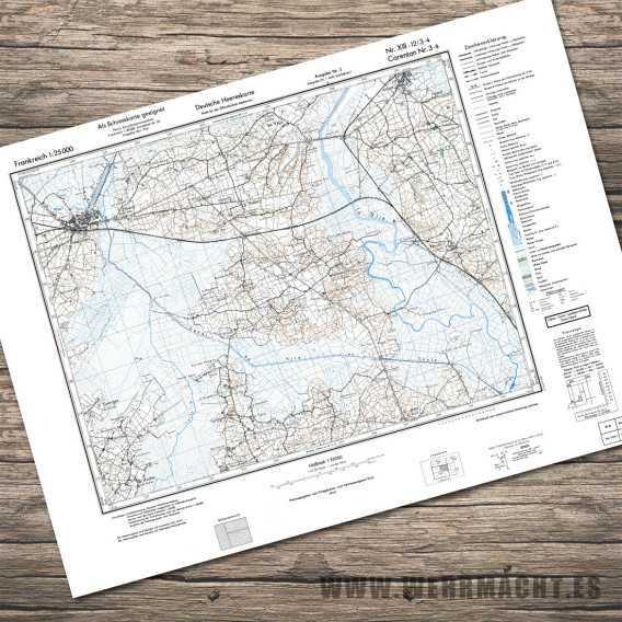 Mapa Militar Alemán - Carentan 3-4 (1943)