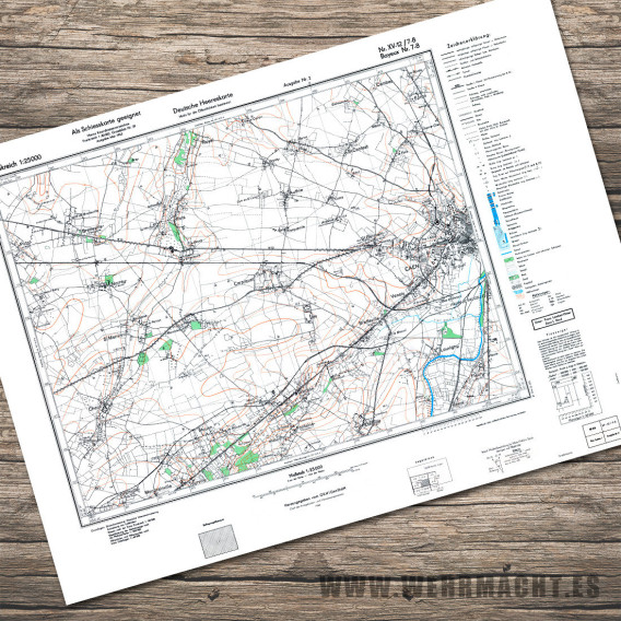 German Military Map - Bayeux 7-8 (Caen 1943)