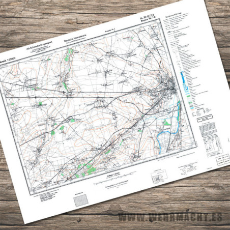 Mapa Militar Alemán - Bayeux 7-8 (Caen 1943)