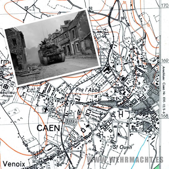 Mapa Militar Alemán - Bayeux 7-8 (Caen 1943)