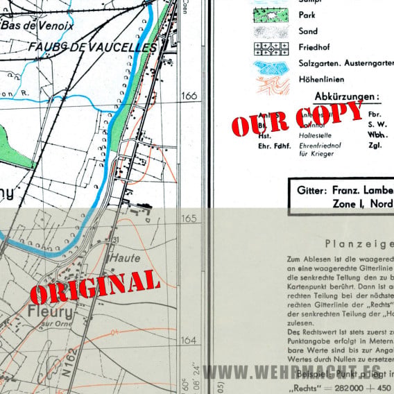 Mapa Militar Alemán - Bayeux 7-8 (Caen 1943)