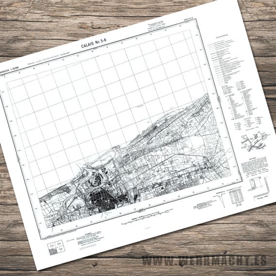 Mapa Militar Alemán - Calais 5-6 (1942)