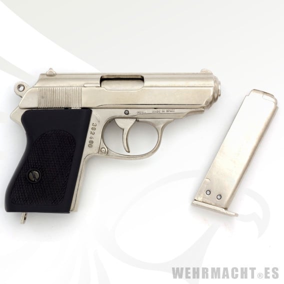 Denix - Pistola Walther PPK Cromada