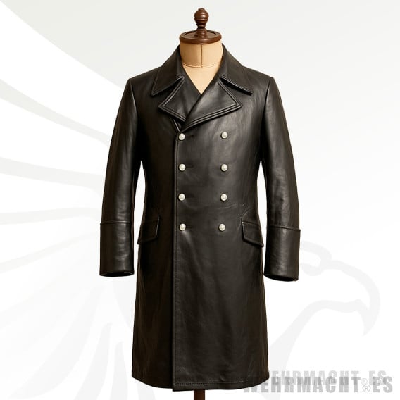 Black Leather Greatcoat for Officers