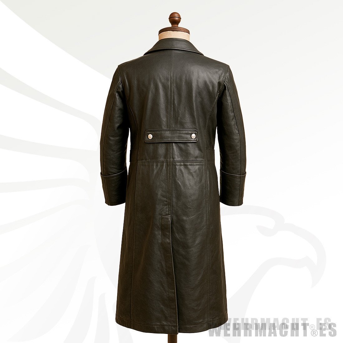 Officer Coat – Black Men Classic Officer Military Black Leather German Long