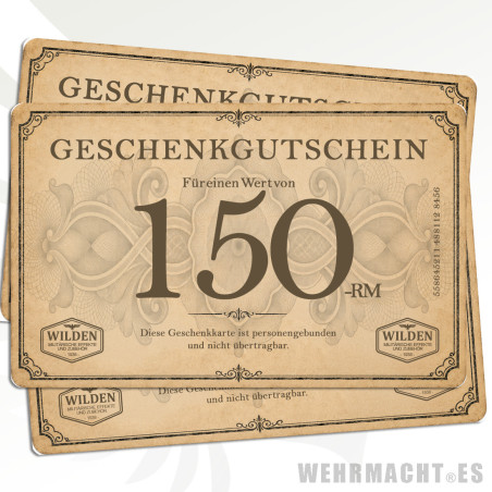 Tarjeta Regalo 150€ de Militaria | Wehrmacht.es