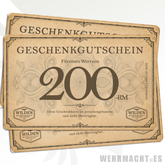 Tarjeta Regalo 200€ de Militaria | Wehrmacht.es