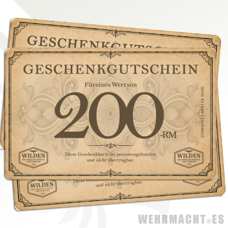 Tarjeta Regalo 200€ de Militaria | Wehrmacht.es