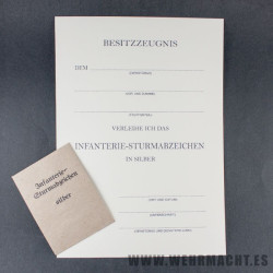 Infantry Assault Badge certificate + envelope
