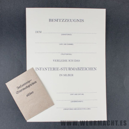 Infantry Assault Badge certificate + envelope