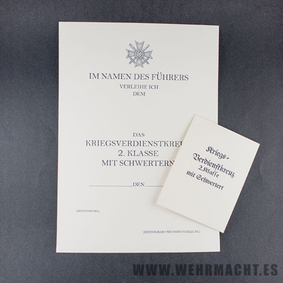 War Merit Cross 2nd Class with Swords certificate + envelope