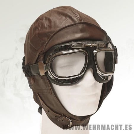 Aviator leather helmet, brown