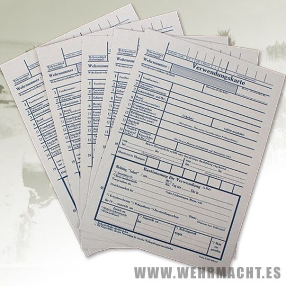 Tarjetas de clasificación del soldado alemán