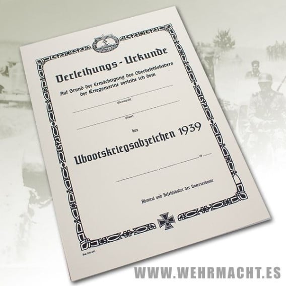 Certificado del Distintivo de Submarinos